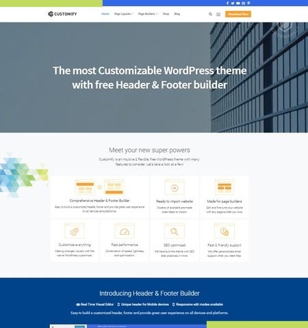 Customify est l'un des meilleurs thèmes WordPress gratuits pour cette année.